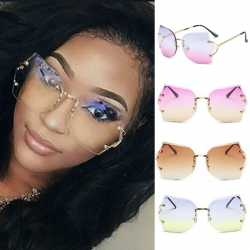 Details about Women Transparent Eyeglasses Rimless Glasses Oversized Clear  Lens Sunglasses