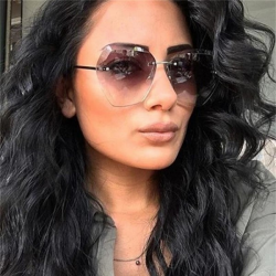 Transparent Gradient Oversized Sunglasses For Women Rimless Female Shades  Clear Lens Luxury Sunglasses