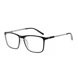 OCCI CHIARI Reading Glasses Men\'s Rectangle Reader Durable Spring Hinge 1.0  1.25 1.5 1.75 2.0 2.25 2.5 2.75 3.0 3.5(Black/Transparent 300)