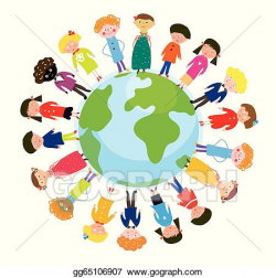 Vector Illustration - Children on the globe international ...