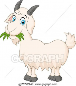 Vector Illustration - Cartoon goat eating grass. EPS Clipart ...