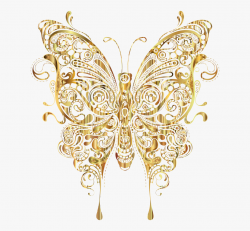 Butterfly Gold Clip Art Line Transprent Ⓒ - Transparent ...