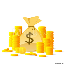 Money bag and gold coins. Wealtch concept. Clipart image ...