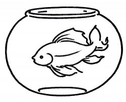Free Clipart Goldfish in Bowl - Line Art | Goldfish, Fish ...