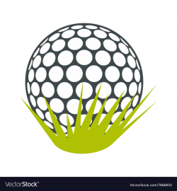 Golf ball on green grass flat icon