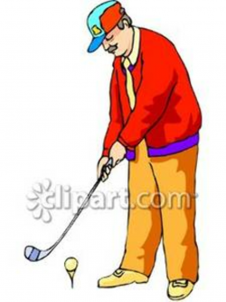 Old Man Playing Golf - Royalty Free Clipart Picture