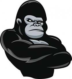 Scary Agitated Aggressive Silverback Gorilla Cartoon Vinyl Decal Sticker  (2\
