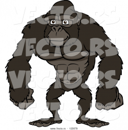 Vector of Happy Cartoon Strong Gorilla Standing by Cartoon ...