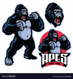 Angry gorilla mascot standing