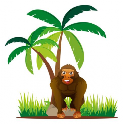 Gorilla standing under the tree - Download Free Vectors ...