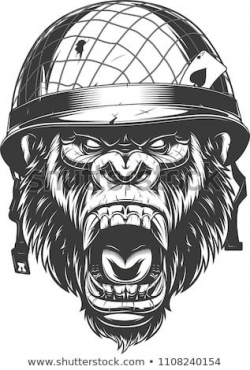 Find Vector illustration, ferocious gorilla head in a ...