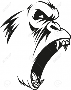 Stock Vector in 2019 | Gorilla tattoo, Black, white drawing ...
