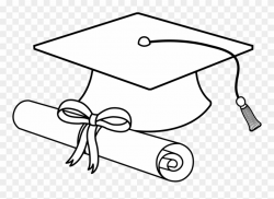 Flying Graduation Caps Clip Art Cap Line - Diploma And Cap Drawing ...