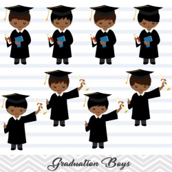 African American Graduation Boys Clip Art, Boys Graduate Clipart, Preschool  Kindergarten Graduation Clipart, 00285
