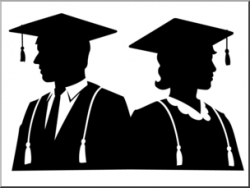 Clip Art: Graduates Silhouette 01 B&W I abcteach.com | abcteach