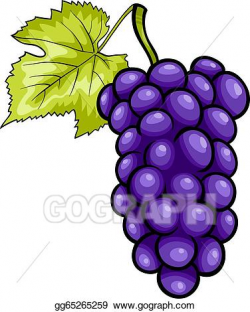 Vector Clipart - Blue grapes fruit cartoon illustration ...