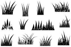 Black silhouette grass clipart, Textured grass border set