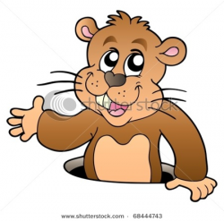 Picture of a Groundhog or a Gopher Coming up from Its Hole ...