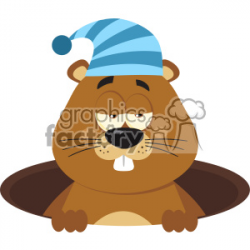 Cute Marmot Cartoon Character With Sleeping Hat Emerging From A Hole Vector  Flat Design clipart. Royalty-free clipart # 402840