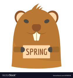 Groundhog in spring icon flat style