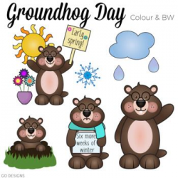Groundhog Day Clipart: Color and Black and White Images ...