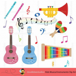 Colorful Musical Instruments Clipart, Kids Musical Instruments Clip ...