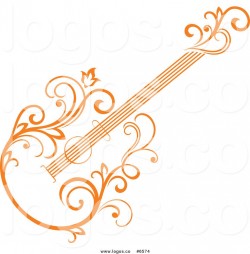 Royalty Free Clip Art Vector Logo of an Orange Floral Vine Guitar ...