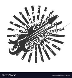 Rock star logo with abstract guitar and black