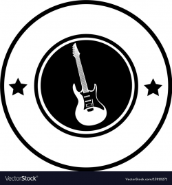 Silhouette circular border with electric guitar