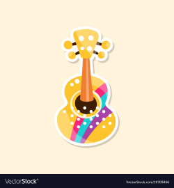 Classical guitar cute sticker in bright colors