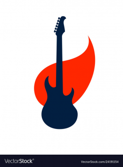 Electric guitar on fire hot rock music guitar in vector image