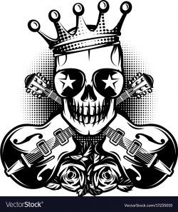 Pattern with guitar skull crown for concert