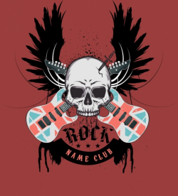 Rock club logo skull wing guitar icons decoration Free ...