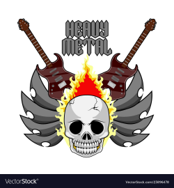 Heavy metal banner with electric guitars and skull