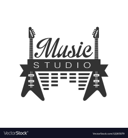 Music Record Studio Black And White Logo Template
