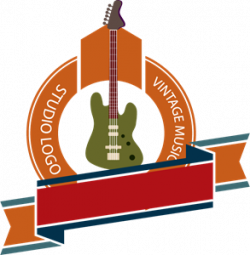 Vintage music studio guitar Logo Vector (.AI) Free Download