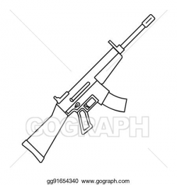 Drawing - Military assault rifle icon in outline style isolated on ...
