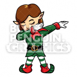 Girly Christmas Elf Dabbing Christmas Vector Cartoon Clipart Illustration
