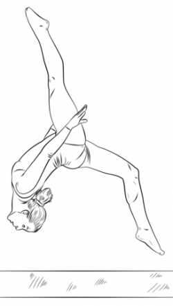 Gymnast on a beam coloring page | Free Printable Coloring Pages