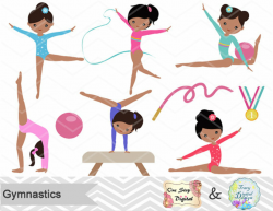 Gymnastics Digital Clipart, Digital Girls Gymnastics Clip Art ...