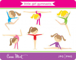 Little Girl Gymnasts Clip Art Set girls Cliparts Cute dress rhythmic ...