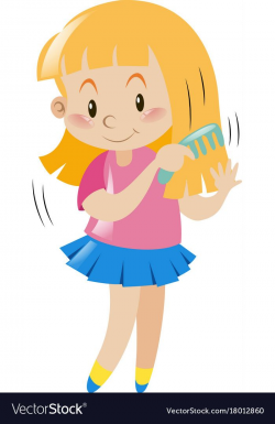 Little girl combing her hair Royalty Free Vector Image ...