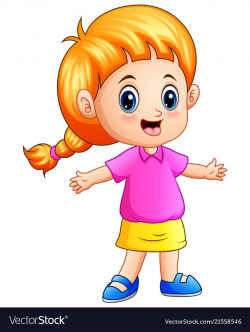Cartoon little girl with blond hair