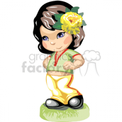 Little girl with flower in her hair clipart. Royalty-free clipart # 376225
