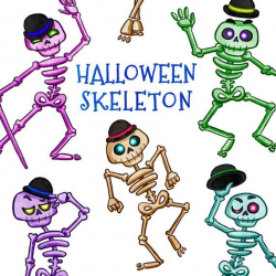 Halloween Skeleton Clipart. Instant Digital Download. Watercolor ...