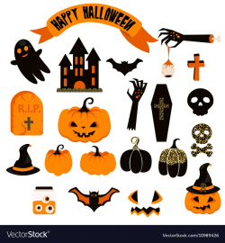 Halloween clipart set Spooky pumpkin icons Vector Image