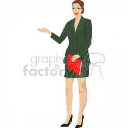 A Woman Holding her Hand out Giving a Presentation clipart. Royalty-free  clipart # 156558