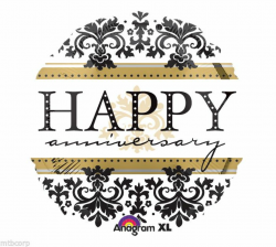 I LOVE this one! Happy Anniversary Black White Gold Silver Damask ...
