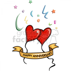 Happy Anniversary banner with heart balloons clipart. Royalty-free clipart  # 142557