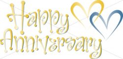 Cute blue and gold happy anniversary wordart wioth hearts clipart ...